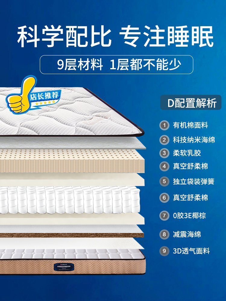 海馬1.8米1.5m軟硬兩用獨(dú)立彈簧椰棕乳膠海綿軟席夢(mèng)思床墊深度評(píng)測(cè) 20cm厚乳膠海綿的睡眠革命